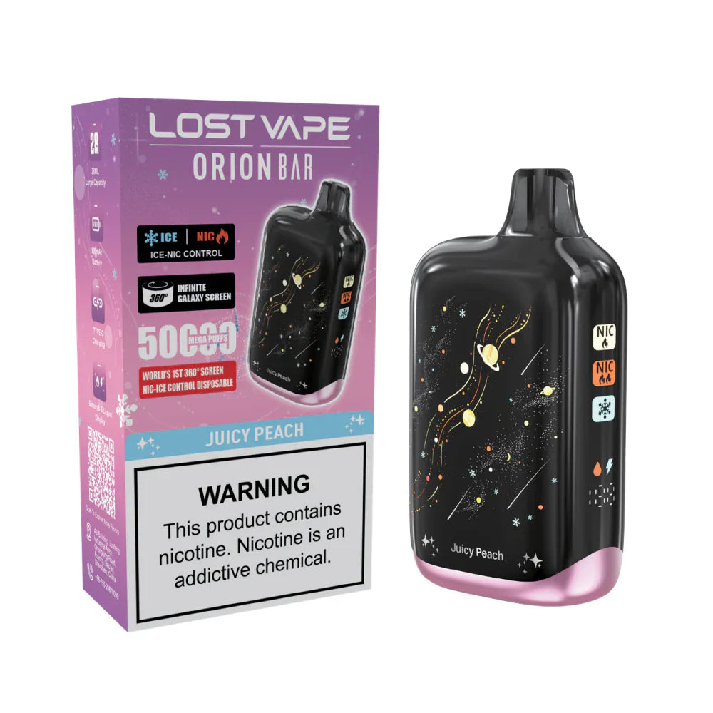 Juicy Peach Lost Vape Orion Bar 50K Nic & Ice - Vape.LLC