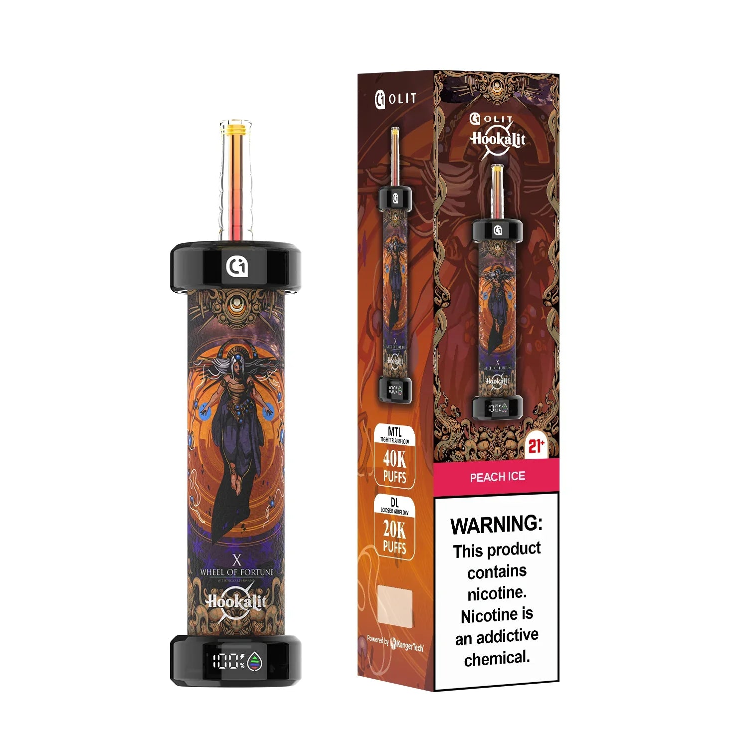 Peach Ice (Wheel of Fortune) Olit Hookalit 40K - Vape.LLC