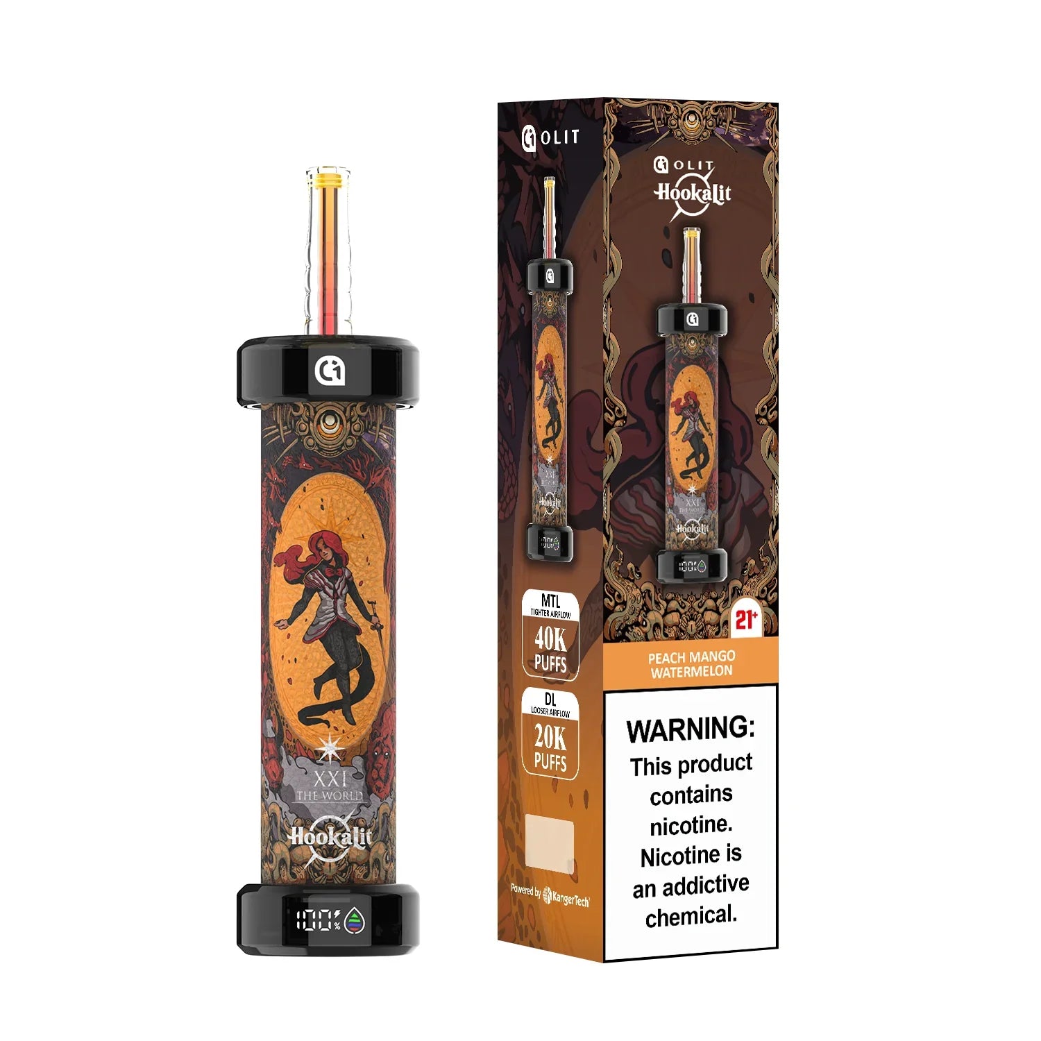 Peach Mango Watermelon (The World) Olit Hookalit 40K - Vape.LLC